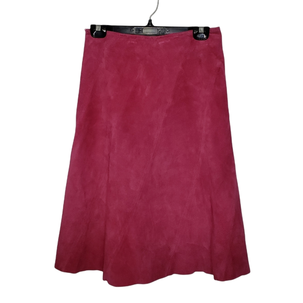 DANIER pink A line knee length genuine leather skirt size 4